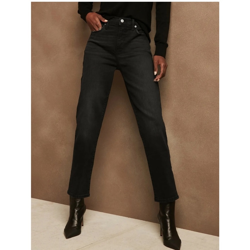 Banana republic high rise slim black wash jean, 27